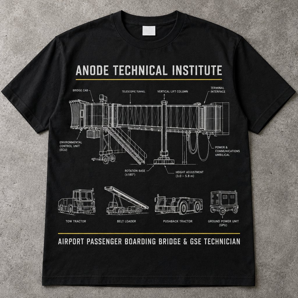 Airport Passenger Boarding Bridge & GSE Technician t-shirt