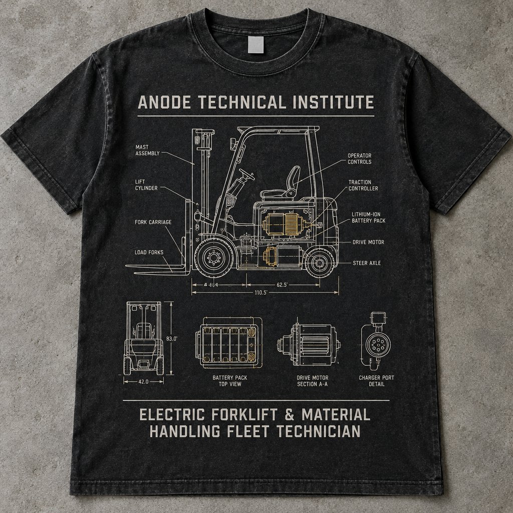 Electric Forklift & Material Handling Fleet Technician t-shirt