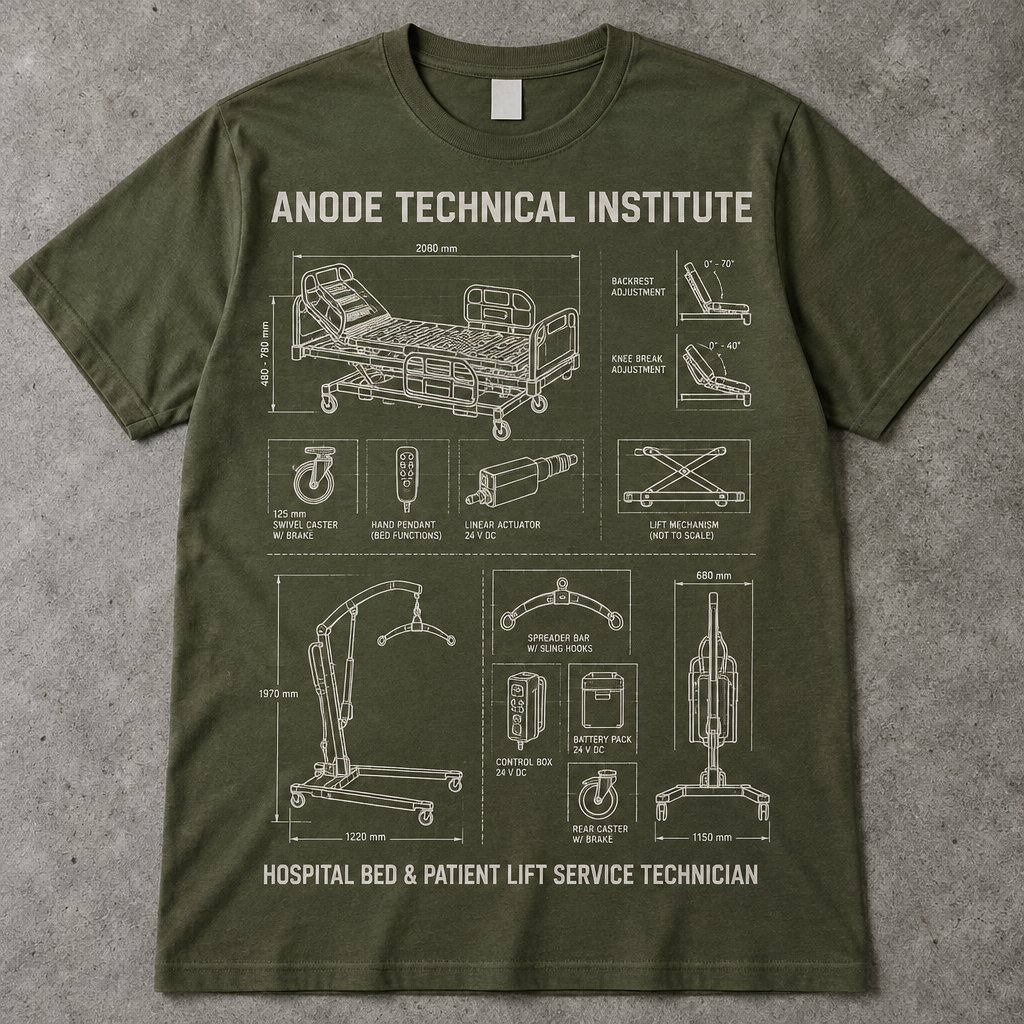Hospital Bed & Patient Lift Service Technician t-shirt